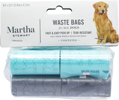 Poop Waste Bags | 120 Large Unscented Doggie Bags for a Quick Cleanup | Tear-Resistant Dog Waste Bags, Great for Dog Walking Everyday Use | 8 Rolls