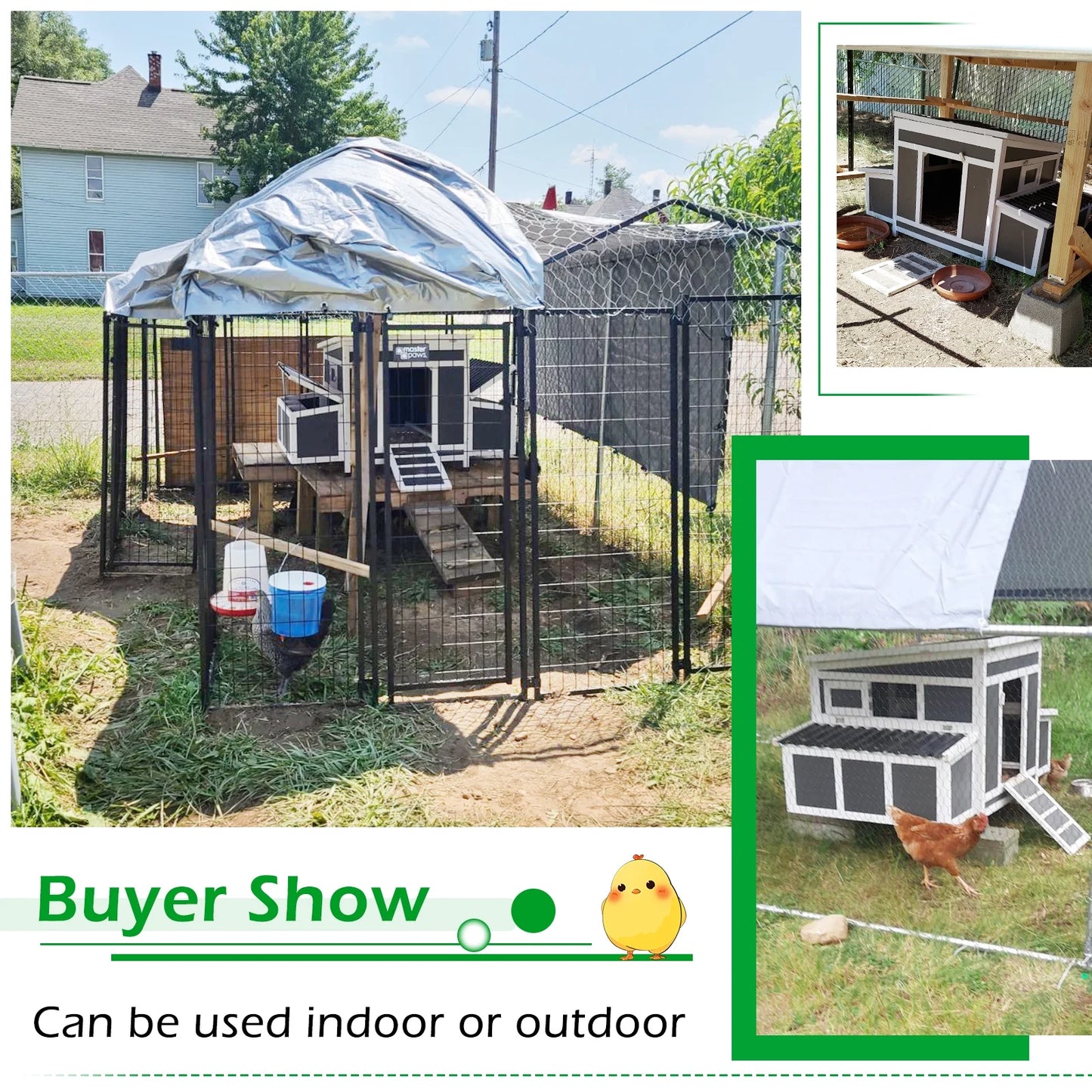 Chicken Coop 56" Large Wooden Chicken Hutch with 6 Nesting Boxes Outdoor Hen House Chicken Cage W/Ramps, Removable Tray for Easy Cleaning